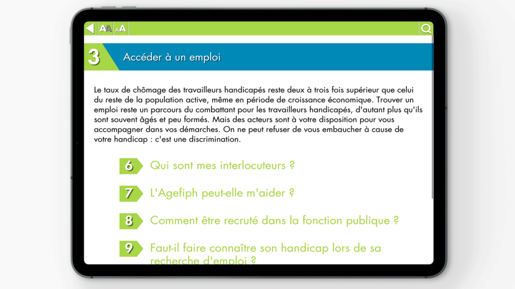 Projet d'Application, Handicap et Travail, réalisé par Dowino