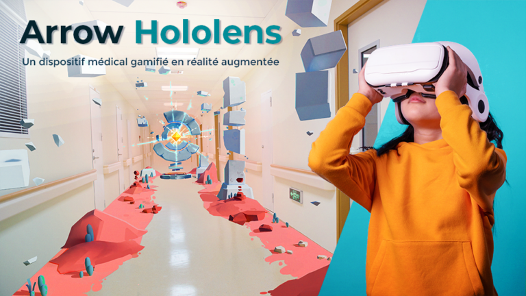 un dispositif gamifié de rééducation en AR. Réalisation par DOWiNO, studio de création de serious games basé à Lyon.